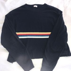 Brandy Melville Long Sleeve Cropped/Striped Shirt